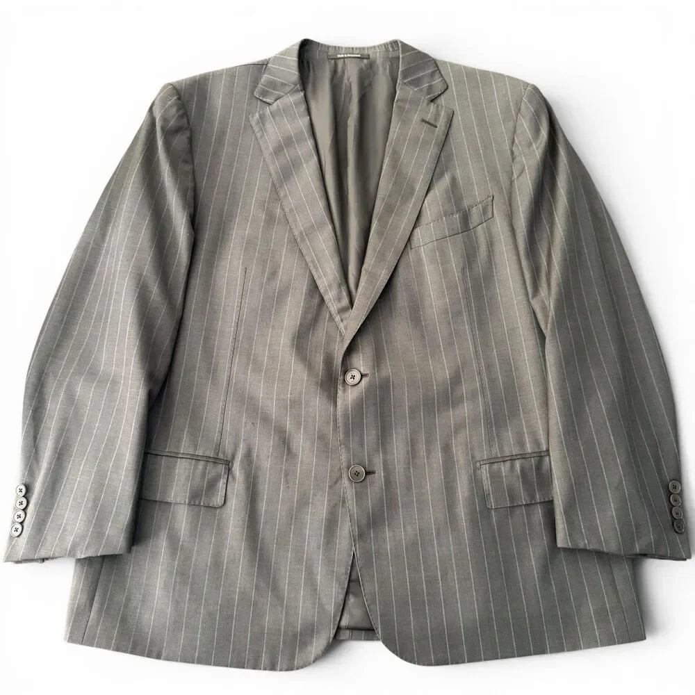 Ermenegildo Zegna Mila Fit Blazer Men 46R/60R Brown Pinstripe Wool Sport Coat